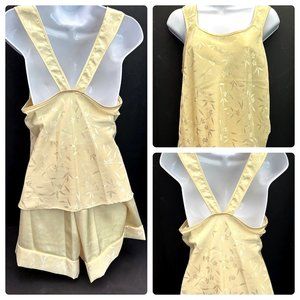 Vintage Petra Romper Camisole Sleep Set Pajamas Shorts L, Top M Pastel Yellow